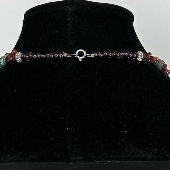 Boho Beaded Pendant Necklace Unisex 19" Multicolor Gem stones Single Strand - Picture 6 of 8